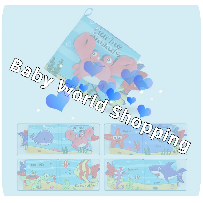 كتب ألعاب ناعمة للأطفال، كتاب قماش مقرمش بتصميم ذيول الحيوانات البحرية للرضع، ألعاب تفاعلية ناعمة للعربة للتنمية المبكرة