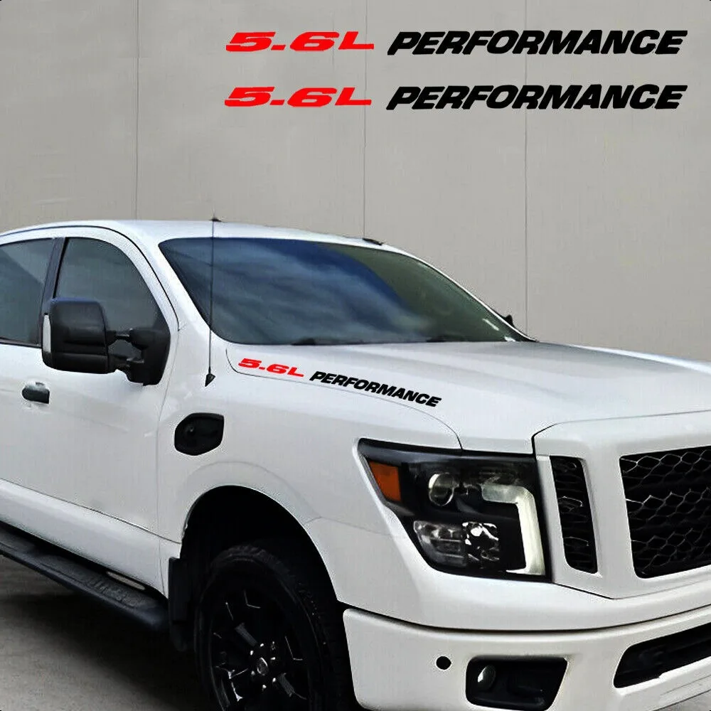 Exterior Accessories Car Stickers 5.6L PERFORMANCE Hood Decals Emblem for Nissan Titan Endurance Pro-4x Truck 2pcs