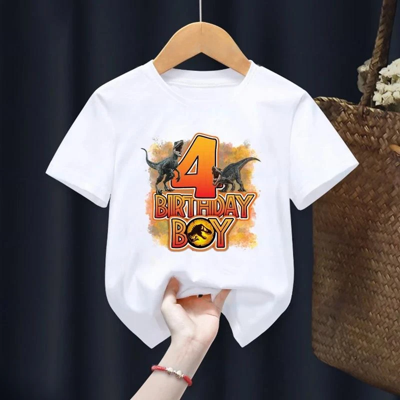 Jurassic Park Number 1-13 T-Shirt Dinosaur Name Custom Happy Birthday Boy Tshirt Baby Tshirt Kids Clothes Short Sleeve Tees Top