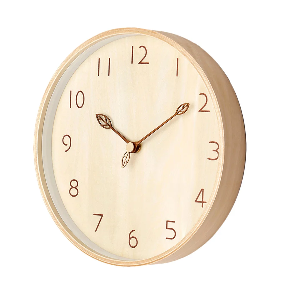 

Branch Pointer Solid Wood Wall Clock Mute Movement Simple Style Decorative Wall Hanging Clock for Living Room Bedroom Hotel Cafe