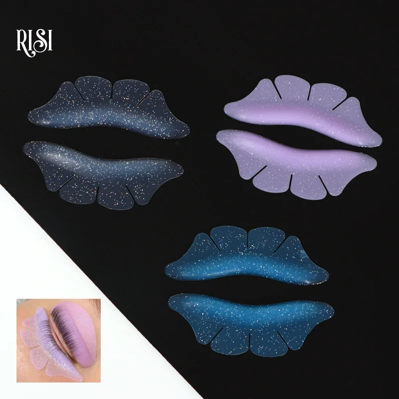 RISI Silicone Glitter Lower Lash Lift Shields Pad Eyelash Perm Pads Lash Lifting Rods 3D Eyelash Curler Lash Lift Akcesoria