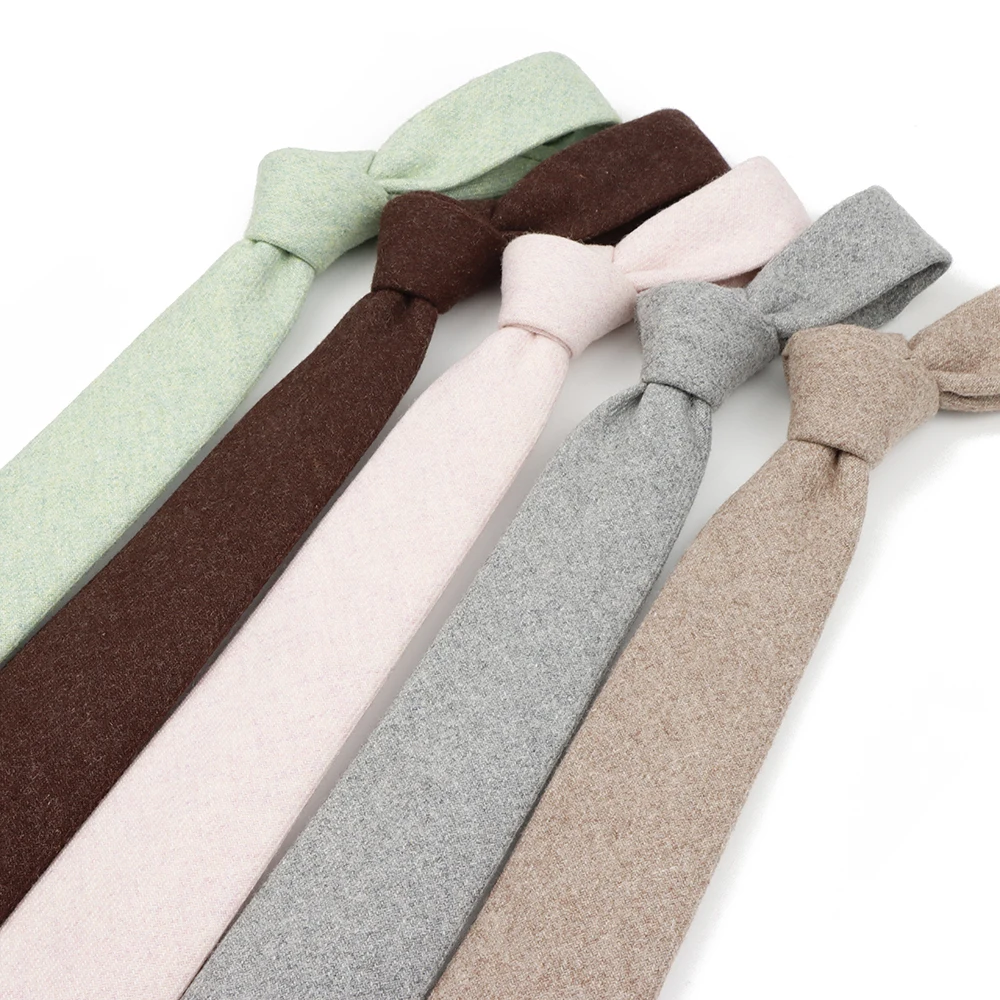 Winter Men's 7cm Woven Daily Tie Casual Classic Solid Color Thick Wool Necktie Business Offical Wedding Party Accessories Gifts