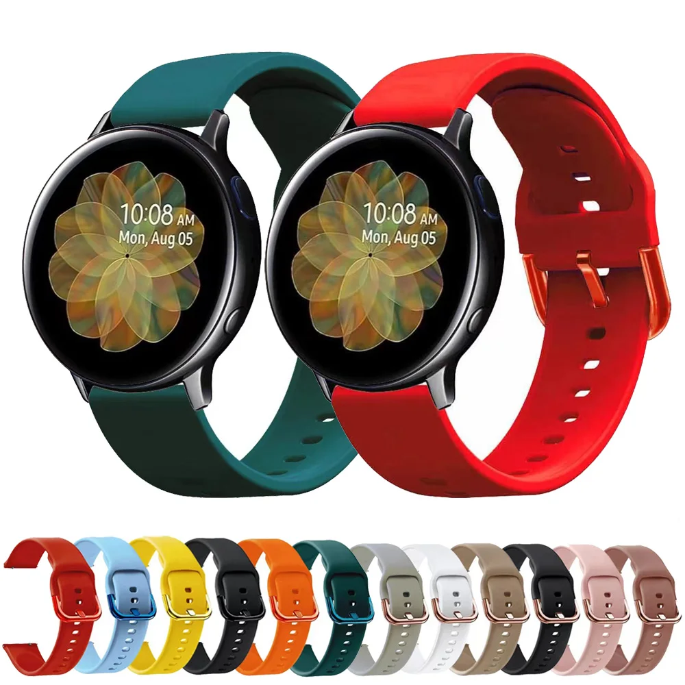 

20mm Strap Silicone For Samsung Galaxy Active 2 40mm 44mm Sport Color Bracelet For Galaxy Watch 4 Classic 42mm 46mm/Watch 4 Band