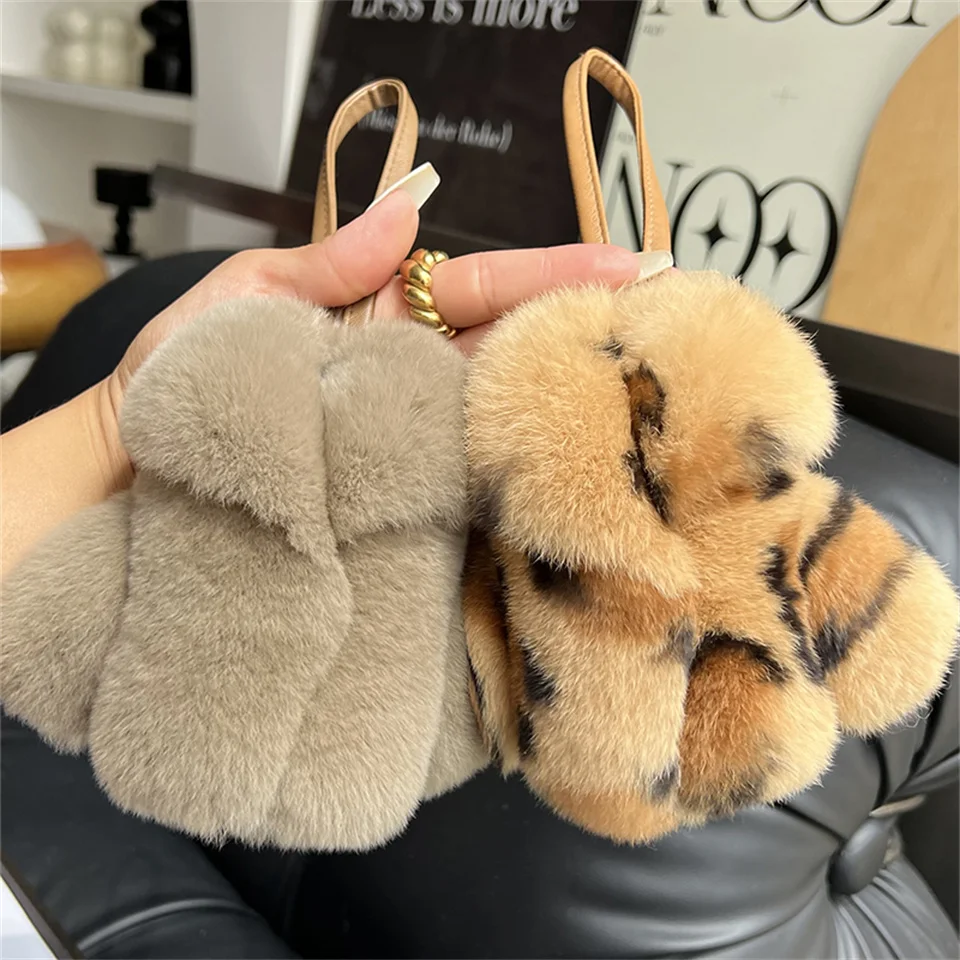 

Rabbit Fur Keychains Mini Doll Clothing Plush Keychain Car Keyring Cute key Chain Clothes Pendant Women's Bag Charms Accessories