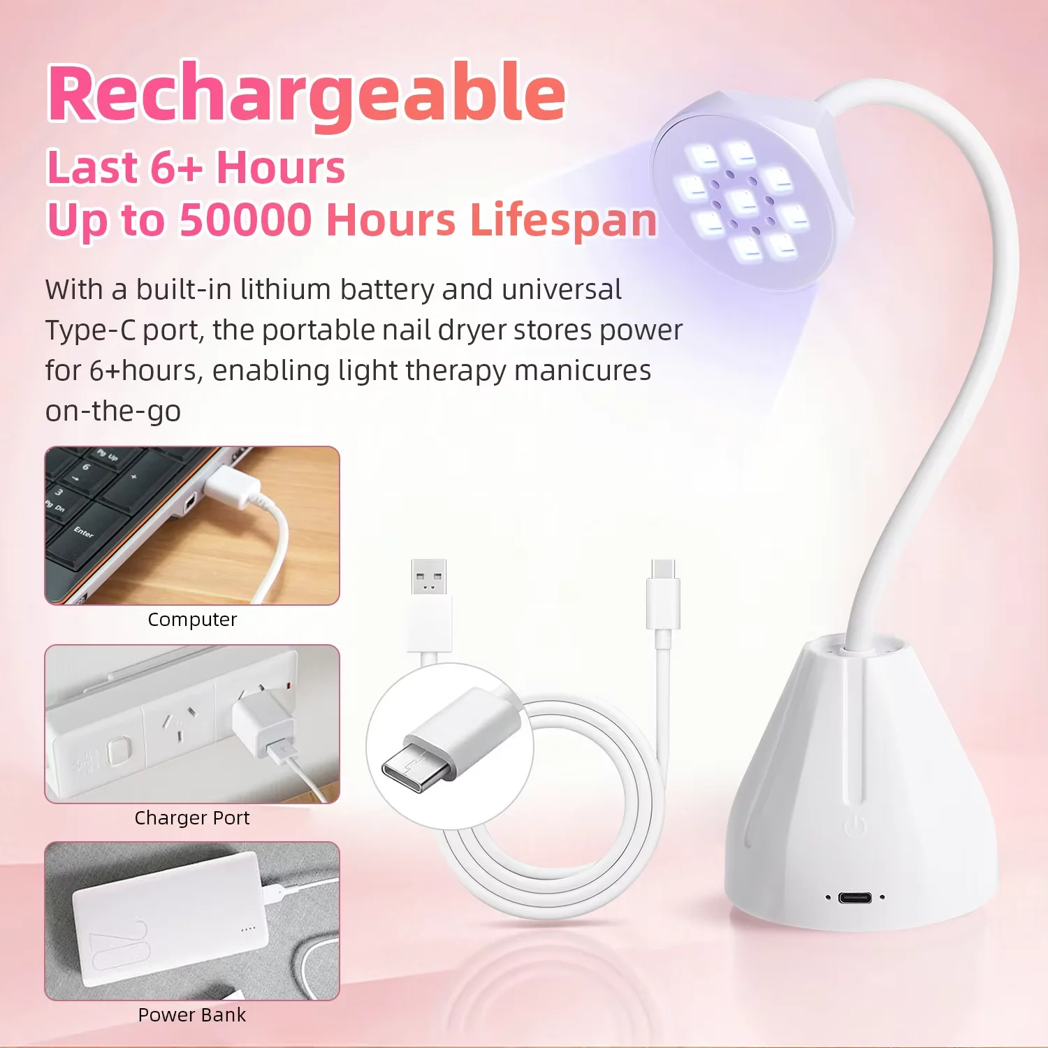 360 °   Buigbare UV LED-nagellamp Sneldrogende nageldroger voor manicure Gel Polish Lijm Uithardingstafel Ontwerp Nail Art Lamp