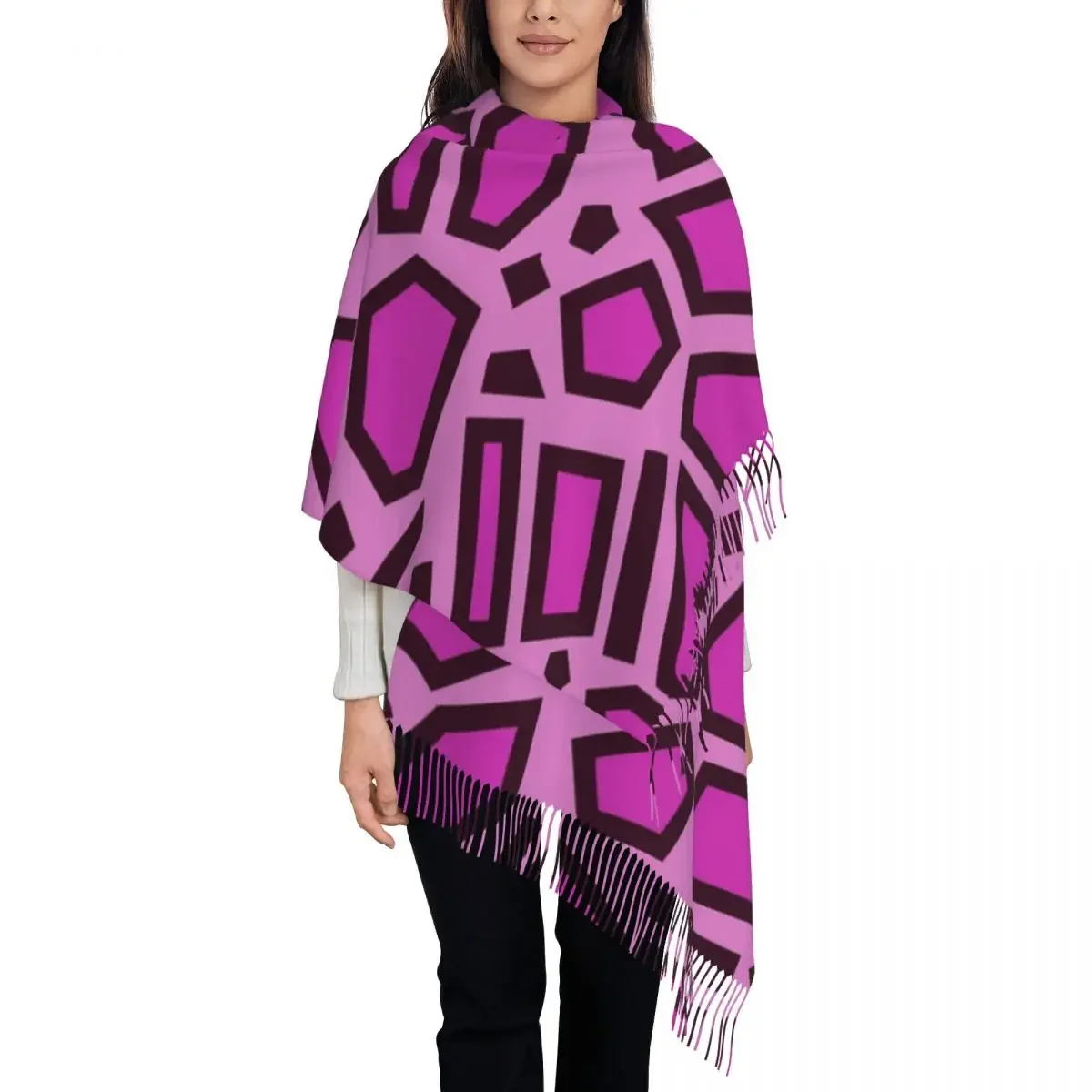 Kipo Pink Mega  Spots Scarf Tassel Scarves Women Soft Warm Shawls and Wraps Long Fall Winter Shawl Wrap