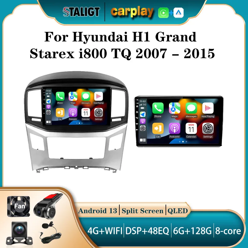 Lettore autoradio Carplay Android 14 per Hyundai H1 Grand Starex i800 TQ 2007 - 2015 Android Auto Wireless Bluetooth Car Stereo