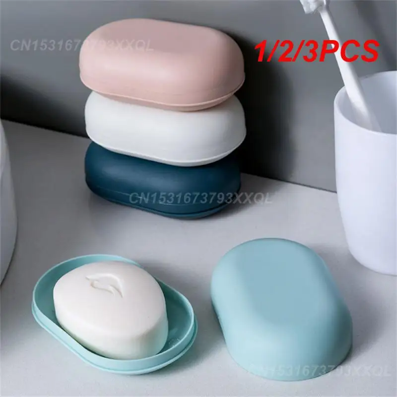 1/2/3PCS Drain Rack Handmade Durable Soap Holder Soap Dish With Lid Storage Supplies Easy To Clean Sealed Soap Box Fashion