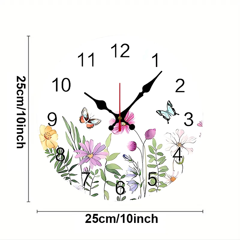 ساعة حائط معلقة صامتة مستديرة خشبية على شكل فراشة حديثة، مناسبة لغرفة المعيشة والمكتب وغرفة الدراسة وغرفة النوم والديكور المنزلي