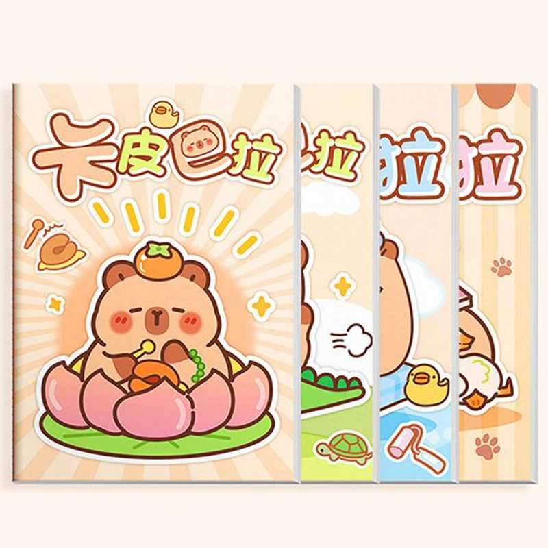4Pcs Cartoon Capybara Tasche Bücher Tragbare Mini Notebook Kawaii Handbuch Student Verdickt Notebook Student Schreibwaren Geschenke