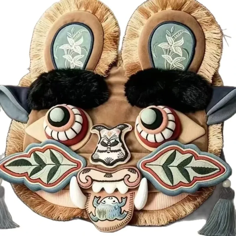 Nuevo Bolso de Hombro Cruzado Creativo con Cabeza de Tigre Bordada a Mano Estilo Folclórico Chino, Lindo Bolso Diario para Mujer con Forma de Muñeco de Tigre