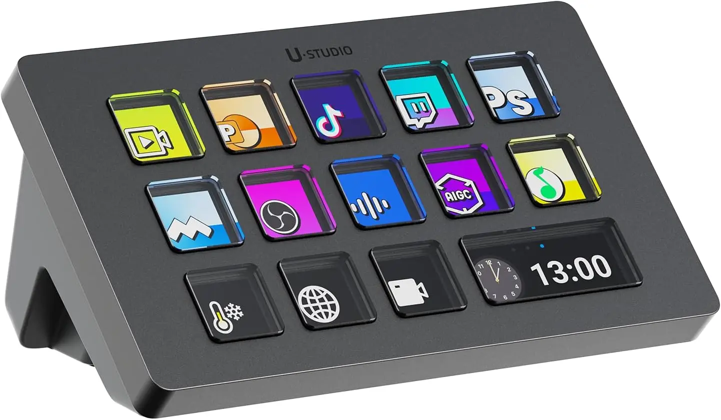 D200 Macro Stream Controller,14LCD Keys,13Customizable Macro Deck,Control Apps,Trigger OBS,Twitch,YouTube Actions,for Mac/PC