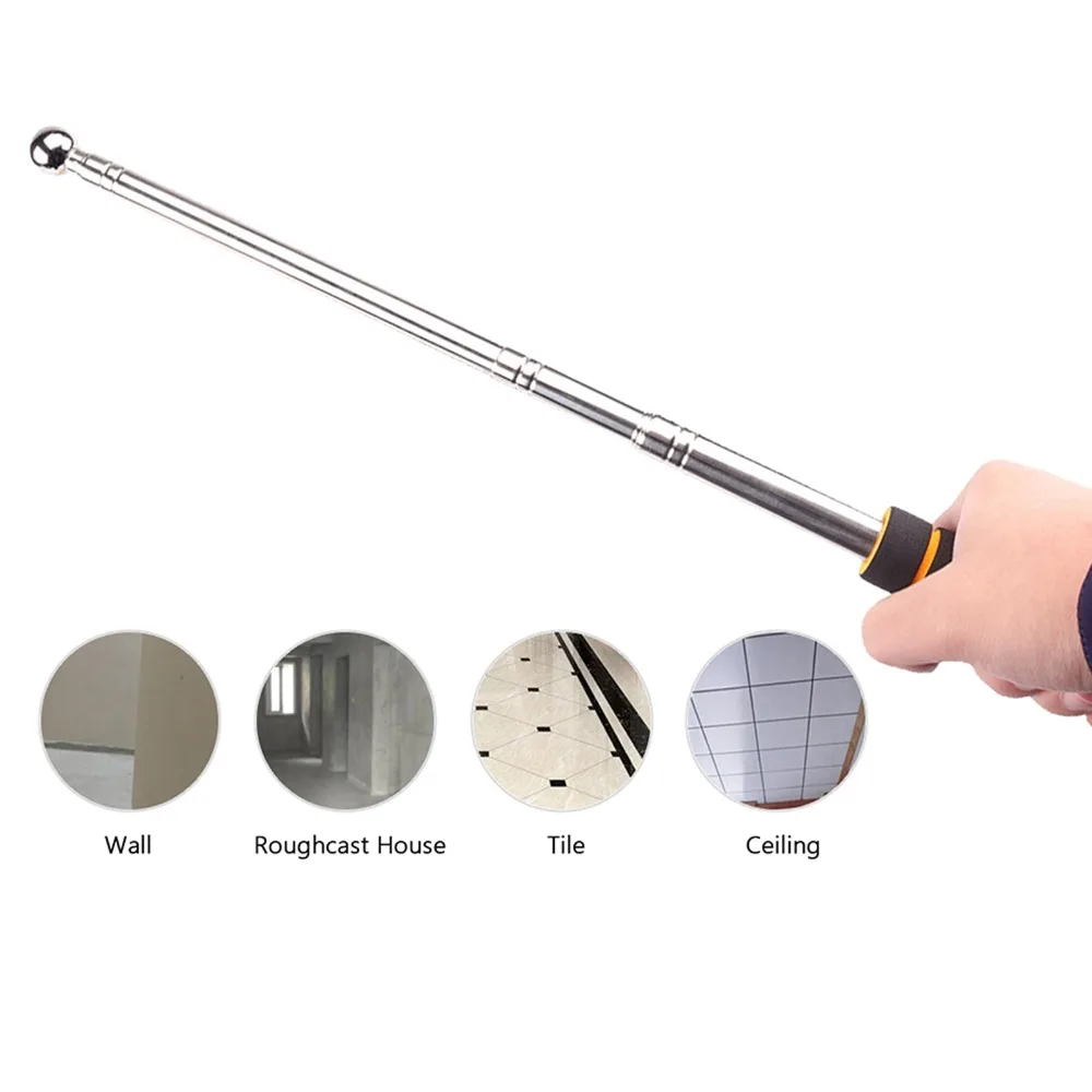 Telescopic Design Hollow Detection Hammer Non-Slip Sponge Handle Thickened Rod Tile Hollow Checker Stainless Steel