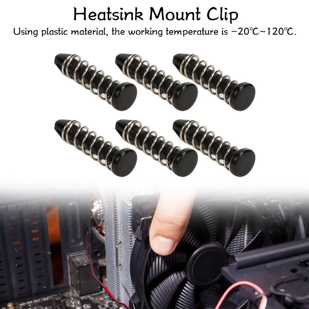 100Pcs 18.6mm Heatsink Mount Pin Round Head Black Cooler Mounting Pin Plastic Heatsink Fastener Electronic Components
