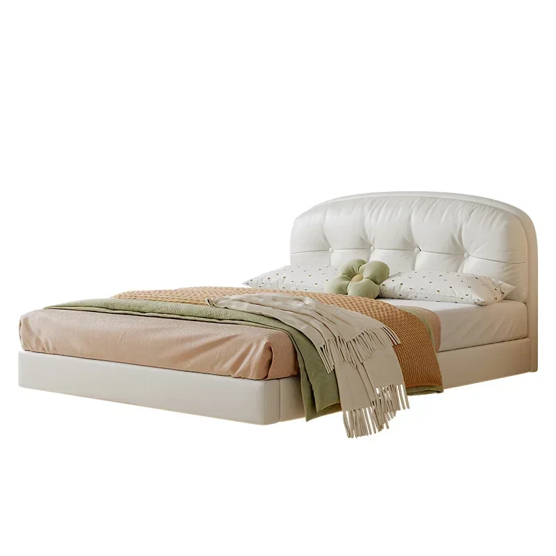 Cream wind suspension children's bed boy single modern simple girl princess soft bag light luxury leather bed