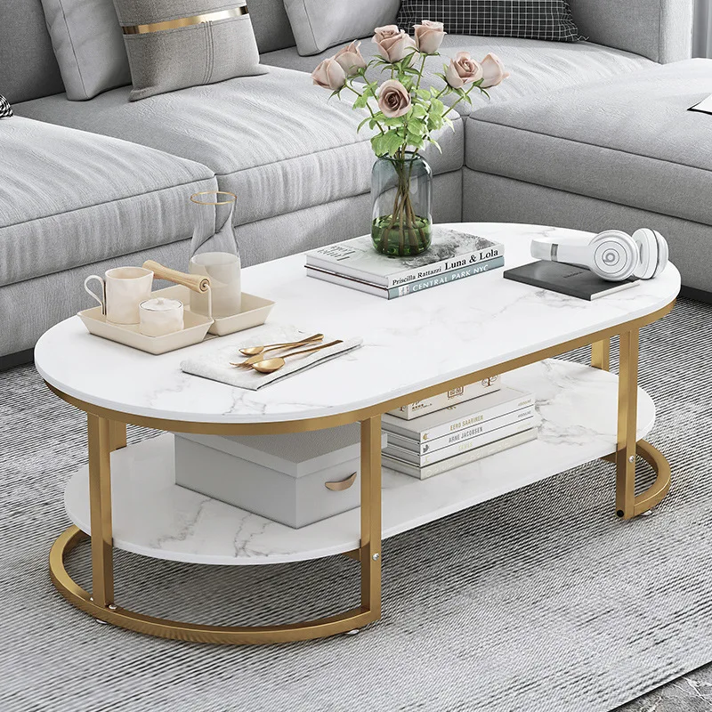 White Living Room Coffee Table Modern Nordic Luxury Iron Low Marble Storage Poker Console Table Dining Muebles Home Furniture