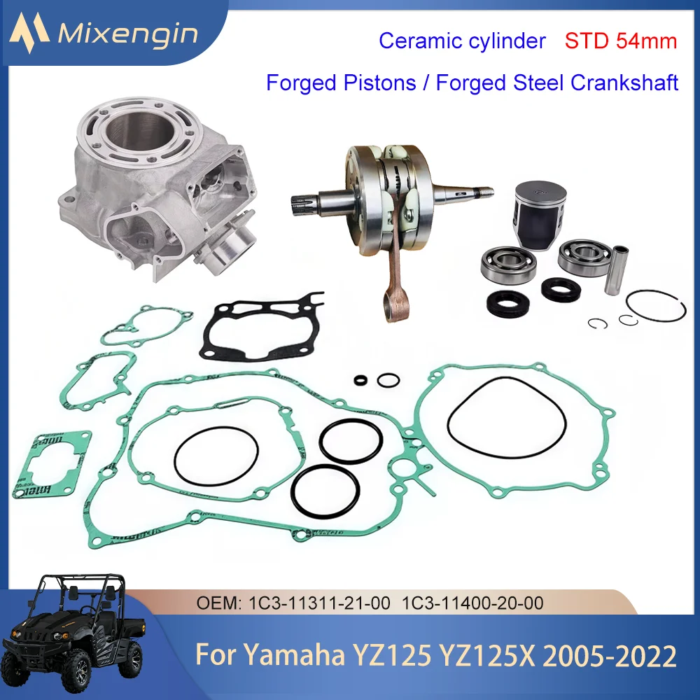 

Для Yamaha YZ125 YZ125X STD 54 мм 149cc 2005-2022 детали двигателя мотоцикла цилиндр коленчатого вала поршневая прокладка ремонтный комплект