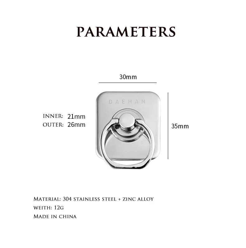 DEAHAN 304 Edelstahl Fingerring Handyhalter Ständer 360° Verstellbarer Hakenring Fingerständer für Smartphone-Halterung – Detail 12