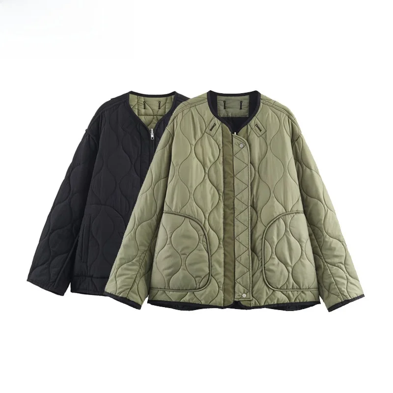 

Новая осенняя двусторонняя хлопковая куртка Faion, женская уличная одежда ZR Wind Personali, верхняя одежда на молнии, круглая, Ne Long Sve