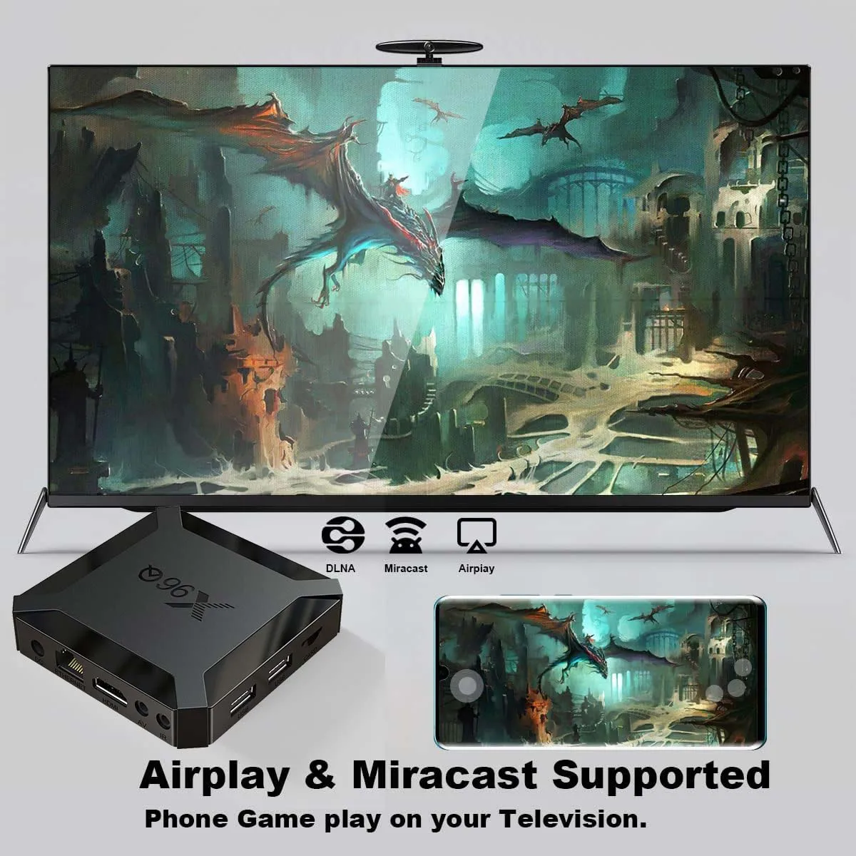 CAIXA de TV inteligente Android com suporte WiFi 4K vídeo Quad Core RAM1 / 2GB ROM8 / 16GB Netflix Youtube portátil Streaming Media Player X96Q