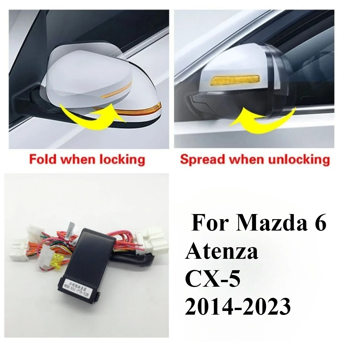 Power Side Mirrors Auto Mirror Folder Folding and Spread Kit By key Remote control For Mazda 6 Atenza 2014-2023 Car Accessories