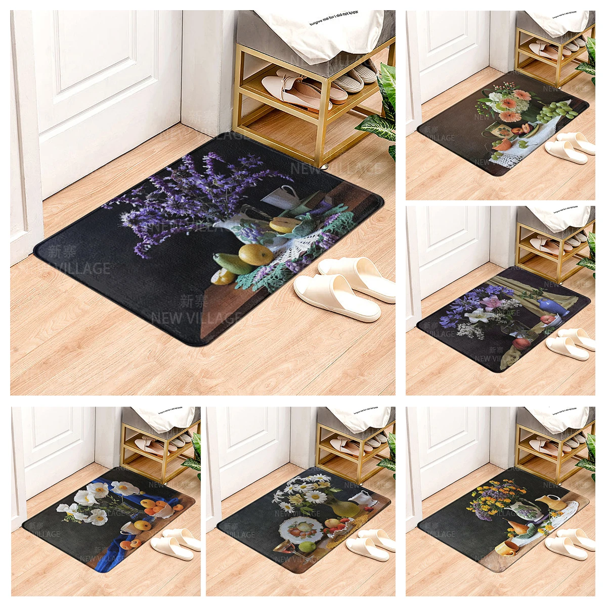 House entrance carpet Home doormat Animal oil painting style Room Foot mat bathroom non-slip mat Kitchen water absorption mat