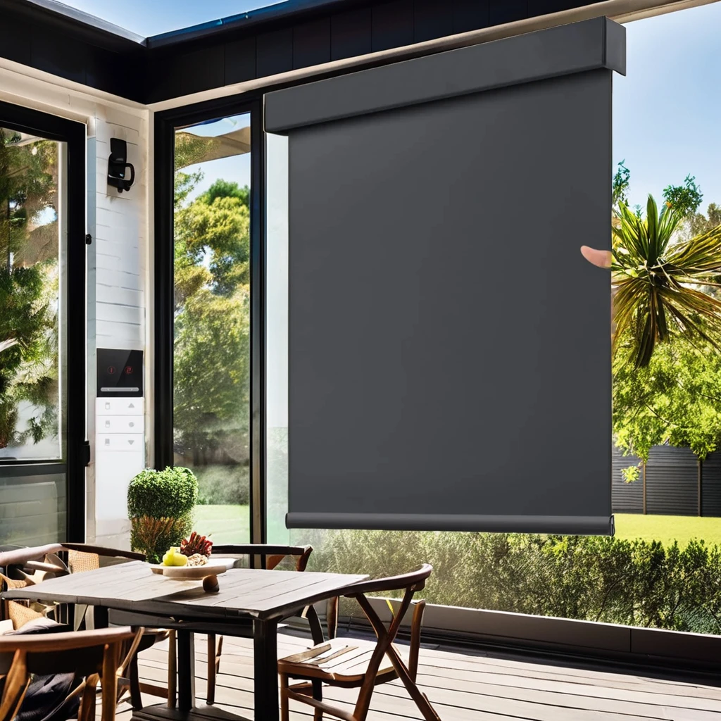 

High quality intelligent French wireless electric roller blinds automatic horizontal pattern remote control polyester smart