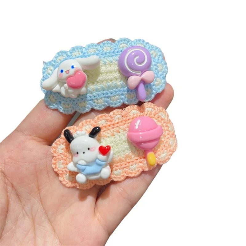 Sanrio Disney Princess Cartoon Knitted Hair Clips Lovely Sweet Hairpins for Girls Kids Baby Hair Accessories