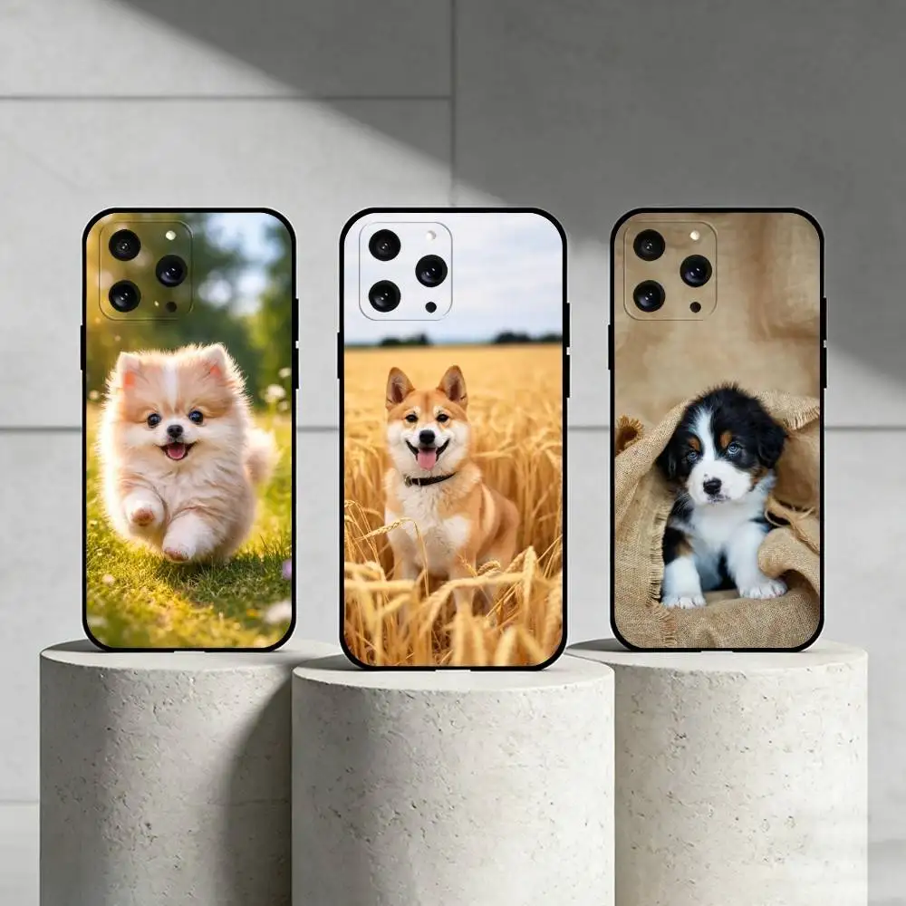 

C-Cute and cute puppy Phone Case For iPhone 17,16,15,14,13,12,11 Plus,Pro Max,SE4Soft Silicone Black Cover