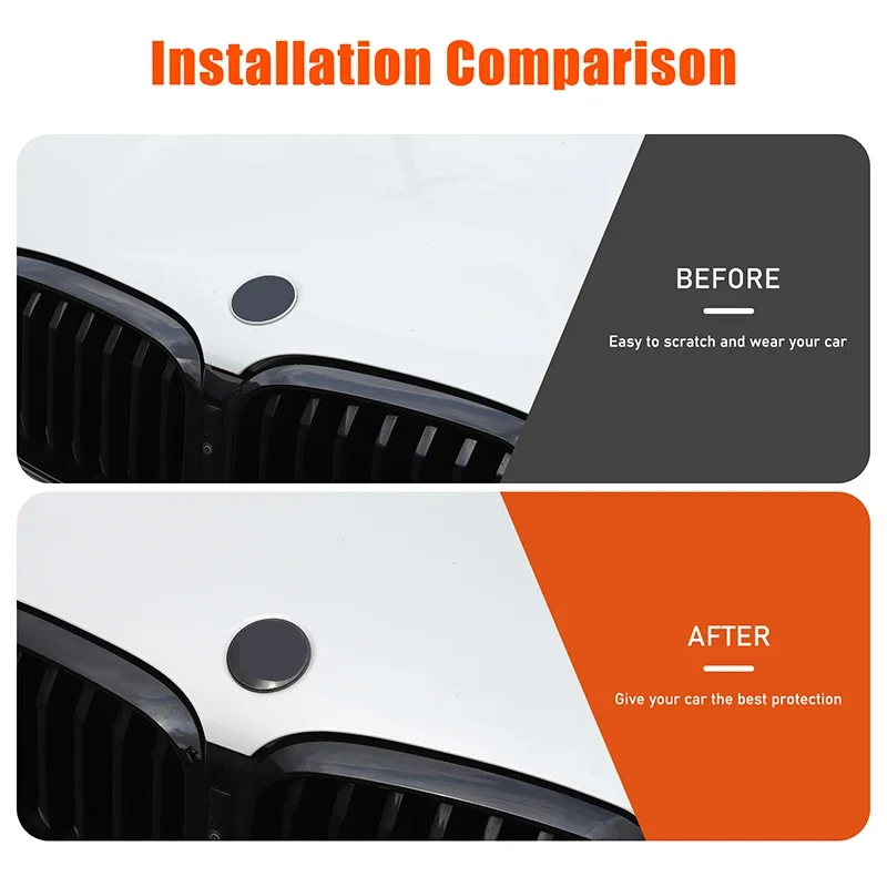 

2Pcs ABS Black For BMW 5 Series G60 2024+ X3 G01 2018-2023 Car front and rear logo cover decorative sticker exterior accessories