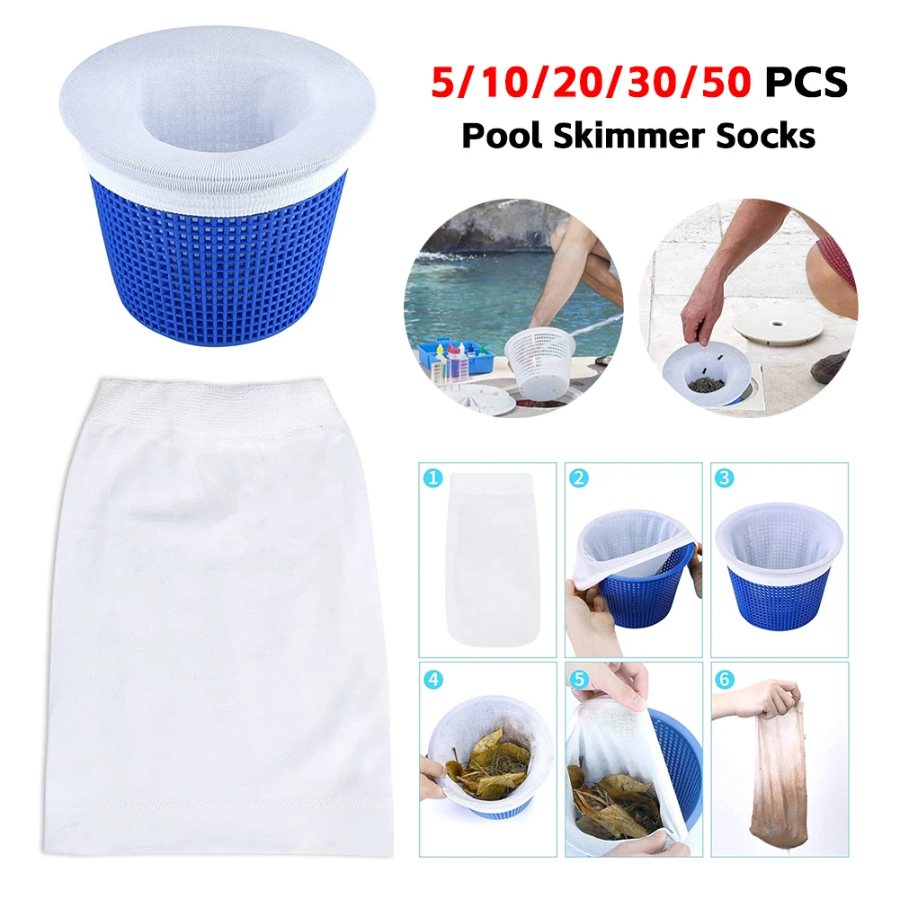 

Сменные фильтры, многоразовые носки для хранения скиммера для бассейна, нейлоновая сетка, ловец мусора и листьев для встраиваемых надземных бассейнов