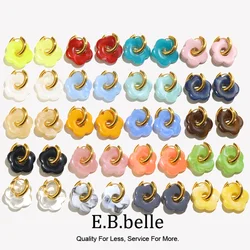 E.B.belle Resin flower Accessories Hoop Earrings Y2K Women's Earrings 18K Gold Plated Colorful Tarnish Free 316L Stainless Steel