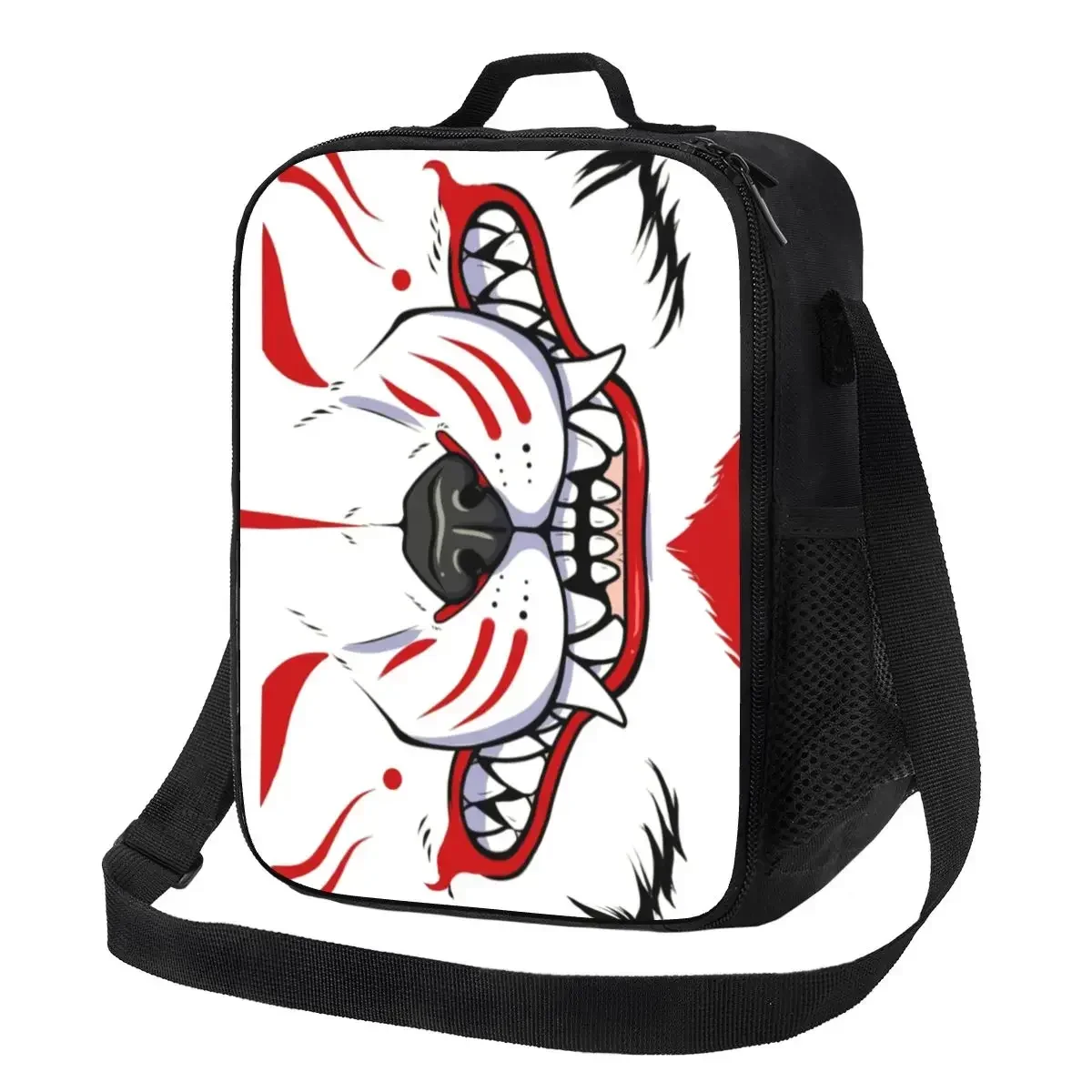 Oni Demon Kitsune Grin Insulated Lunch Bag for Women Fox Aunumart Japanese Thermal Cooler  Box Beach Camping Travel