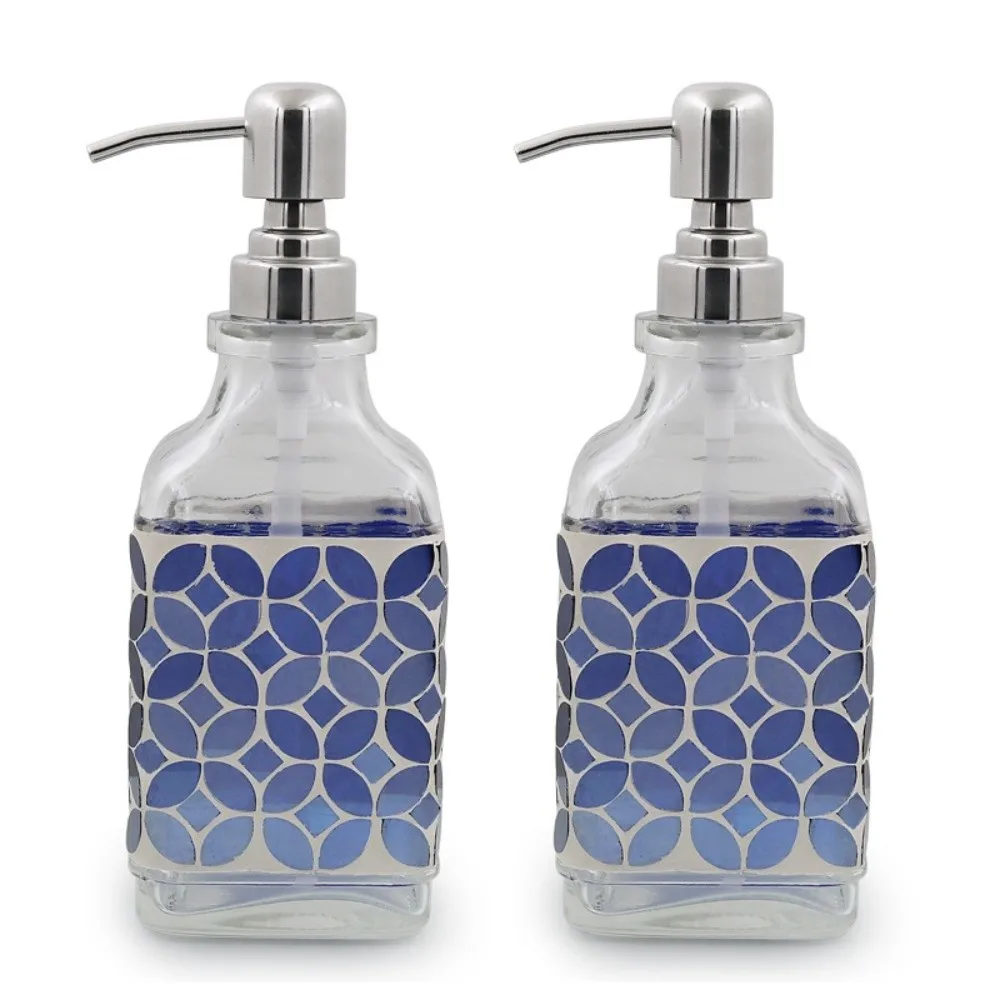Exquisite Luxury Lotion Bottle Mosaic Artistry Handcrafted Press Type Empty Bottle 16oz Capacity High-Volume