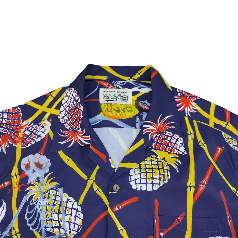 WACKO MARIA Summer Brand Graffiti Pineapple Heavenly Tokyo Japanese Style Mens Womens Casual Hawaiian Short Sleeve Shirt Tops
