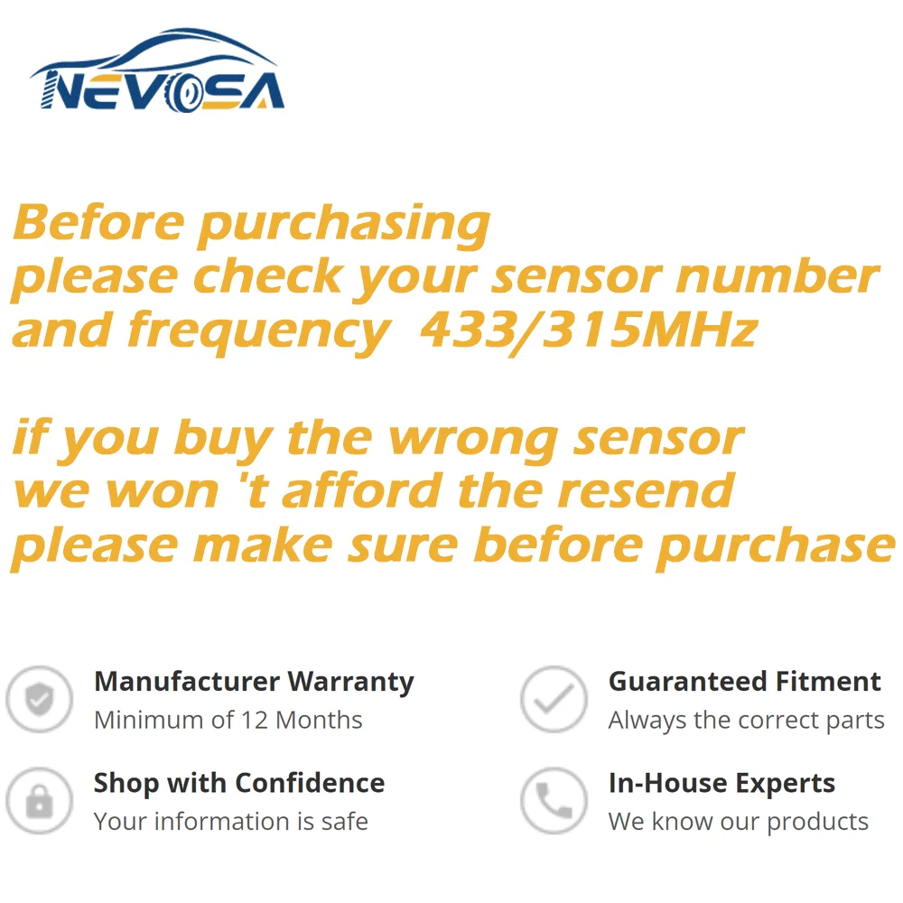 13589597 NEVOSA TPMS Tire Pressure Sensor For Chevrolet Cruze Equinox Impala Trax Malibu GMC Sierra Cadillac XTS CTS 13516164