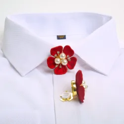 2Pcs Imitation Shell Pearl Flower Button Cover Luxury Shirt Sleeve Button Elegant Copper Cufflinks Accessories for Women and Men