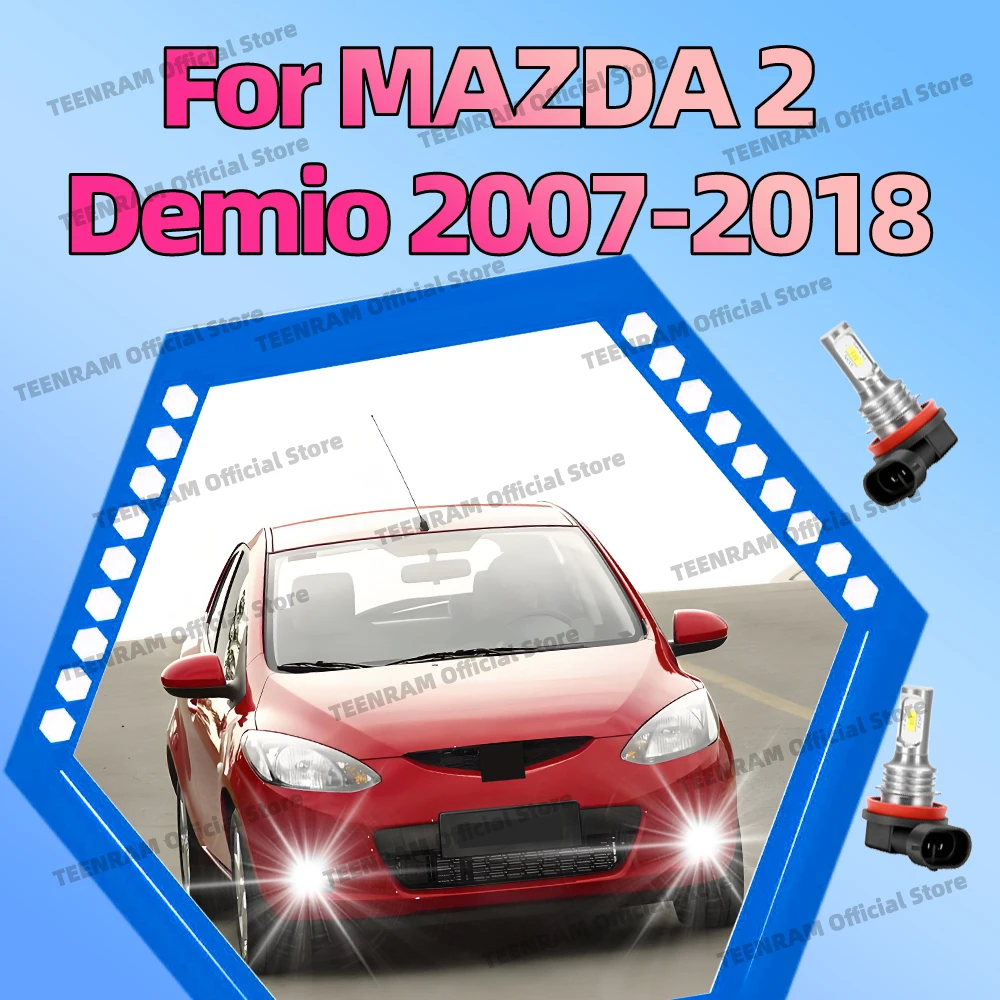 2Pcs LED Fog Lamp 3570 CSP Bulbs For MAZDA 2 Demio 2007 2008 2009 2010 2011 2012 2013 2014 2015 2016 2017 2018 Front Fog Light
