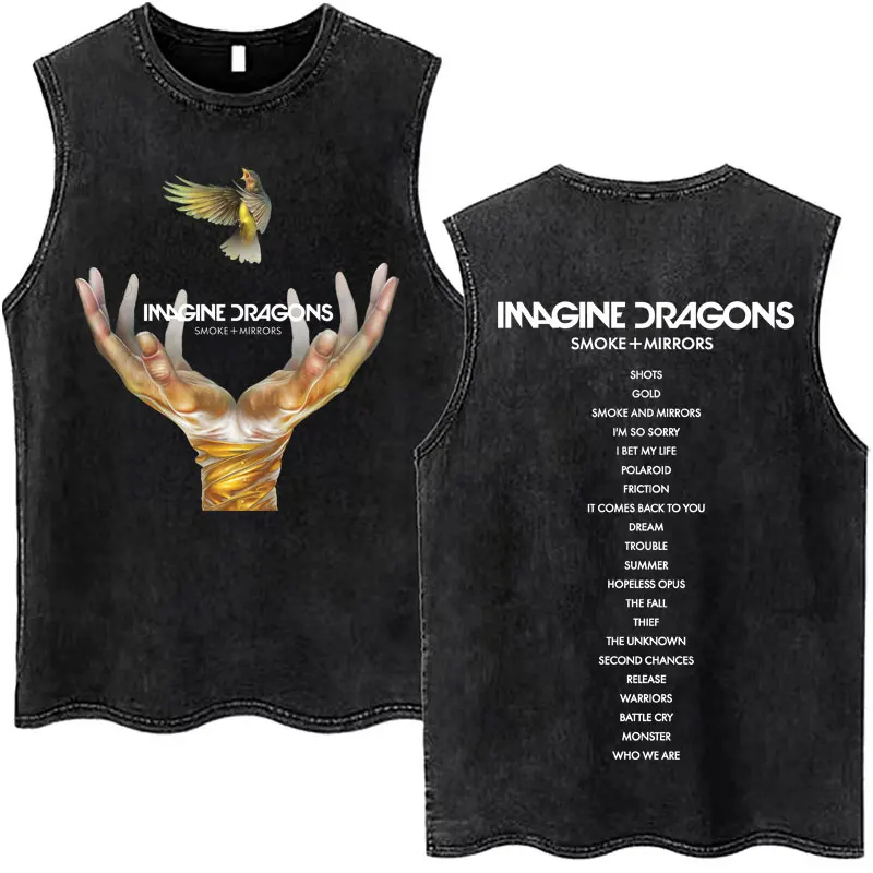 

Imagine Dragons Loom Trendy Graphics Vest Retro Washed Oversized Tops Classic Harajuku Casual Vintage Tank Tops Summer Fans Gift