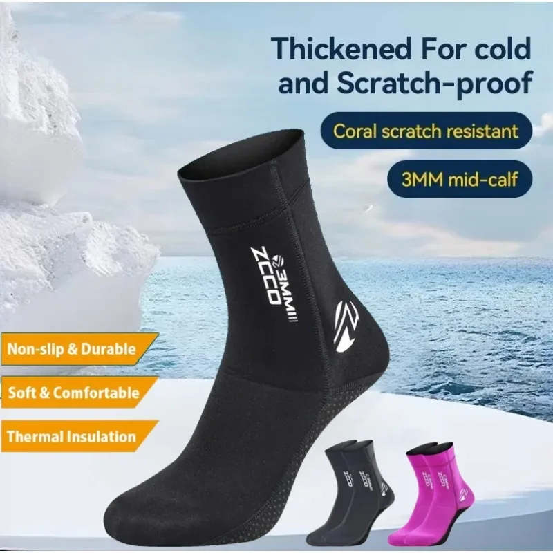 Non-slip Breathable 1 Pair 3mm Neoprene Socks Warm Diving Socks Men's and Women's Outdoor Swimming Diving Surfing Boots