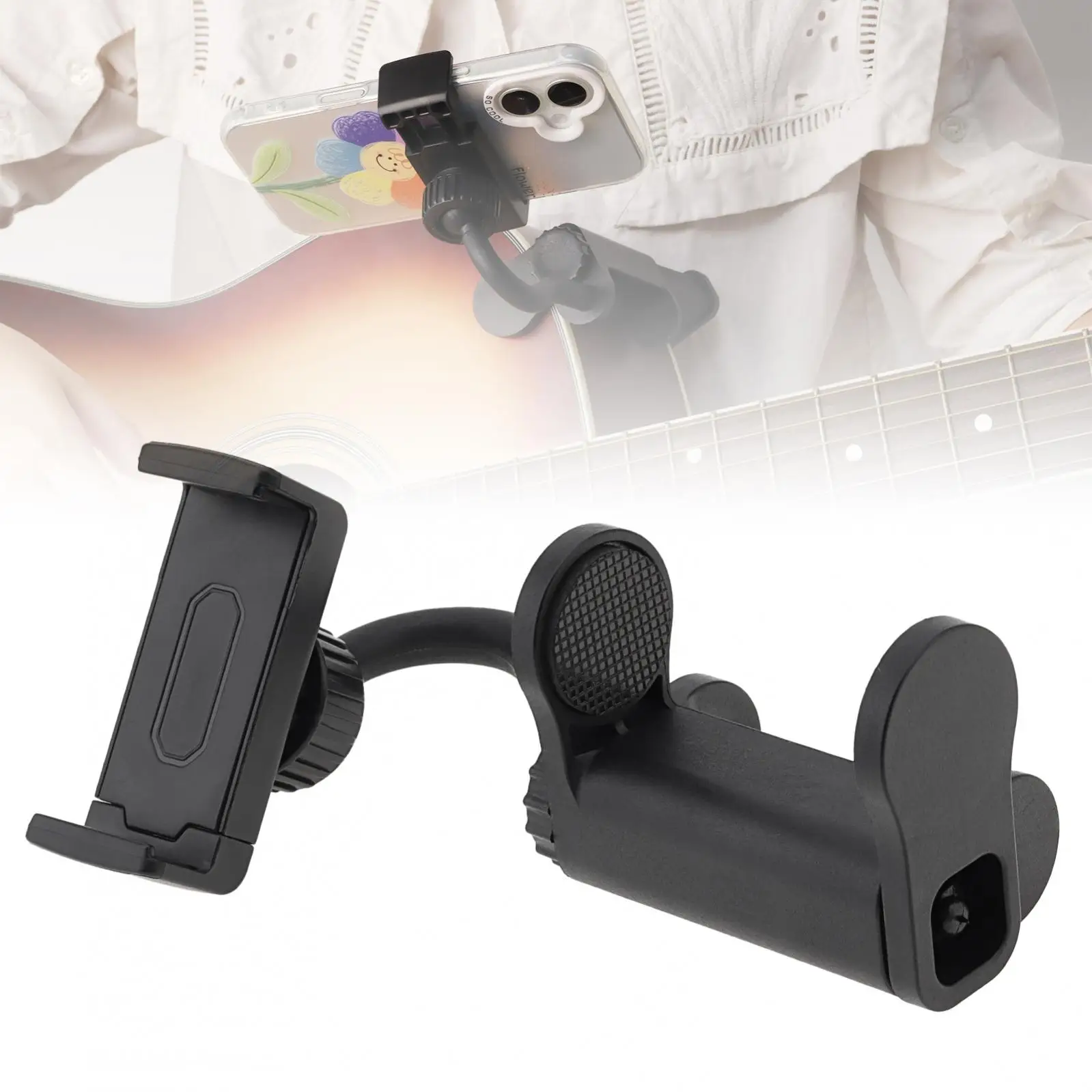 Universal Classical & Acoustic Guitar Phone Holder for Digital Sheet Music, Teaching Videos, Live Streaming & Recording