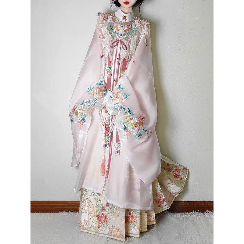 

Heavy Industry Embroidery Cloud Shoulder Original Hanfu Women's Standing Collar Ming Weaving Gold Horse Dress Xia