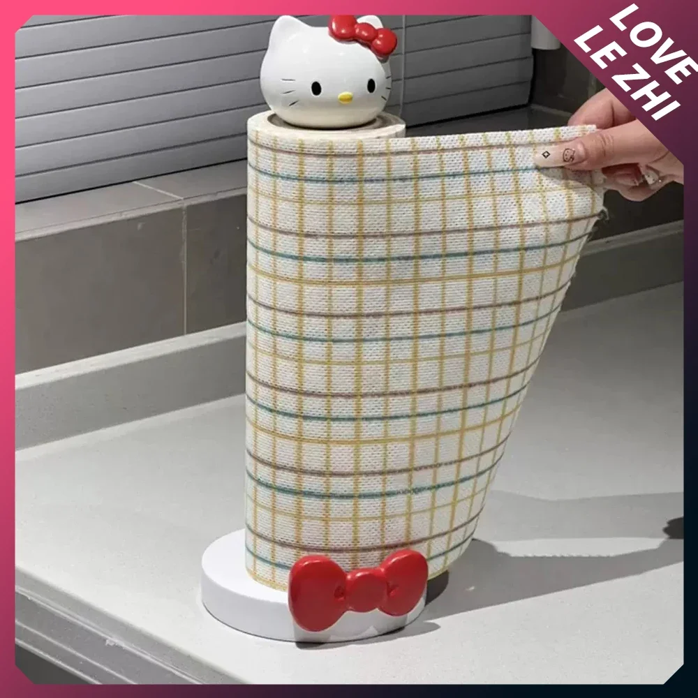 Cute Creative Sanrio Hello Kitty Kitchen Paper Towel Holder Cartoon No Punch Home Roll Paper Storage Rack Paper Towel Holder