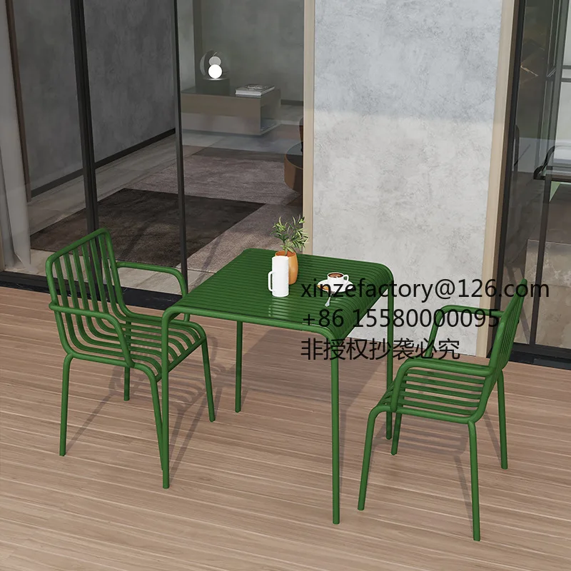 

Factory Direct 2026 Top RatedModern simple outdoor wrought iron dining table and chair combination camping base open-air