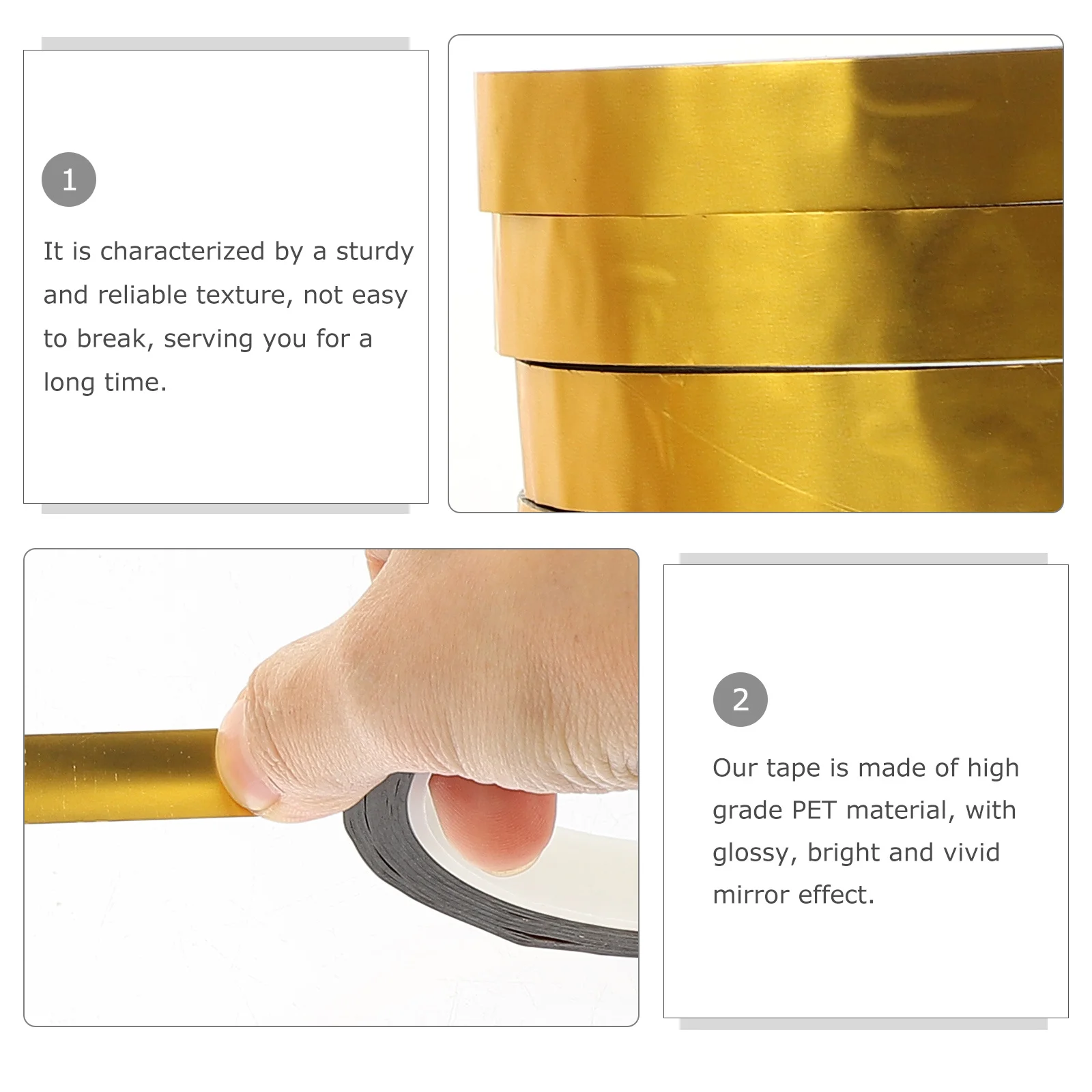 

9 Rolls Gold Tape Mirror Finish Decorative Self Adhesive Crafting Tape for DIY Scrapbooking Wall Art Detailing