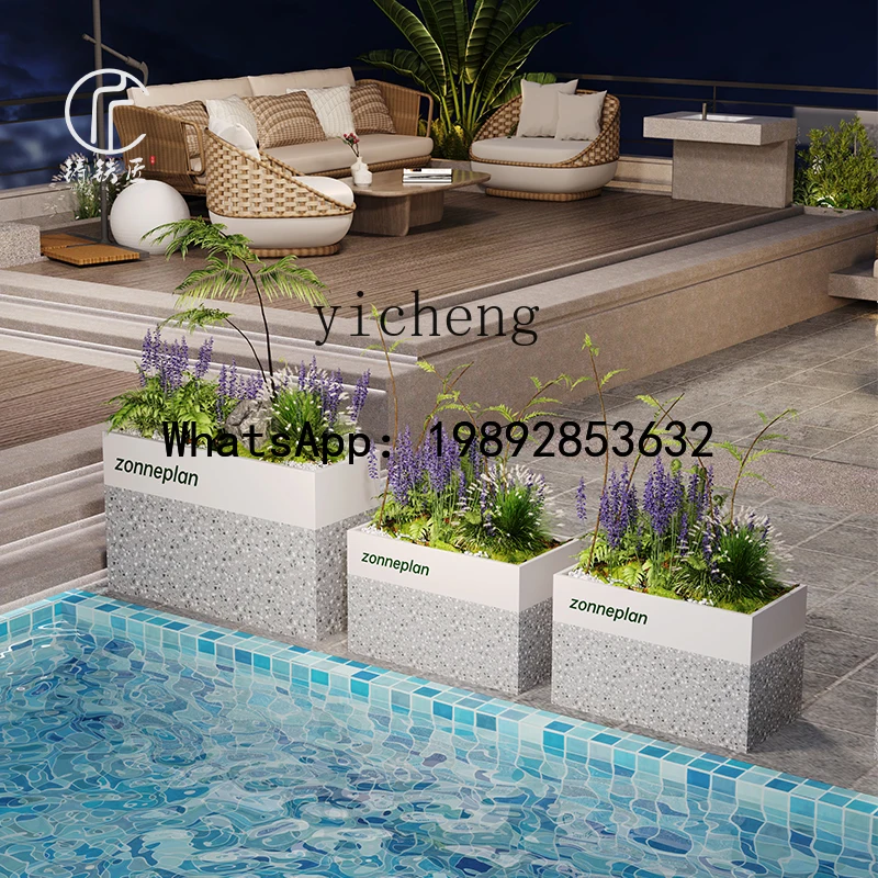 

A1 outdoor imitation terrao flower box combination galvanized sheet stainless steel restaurant milk tea shop outer