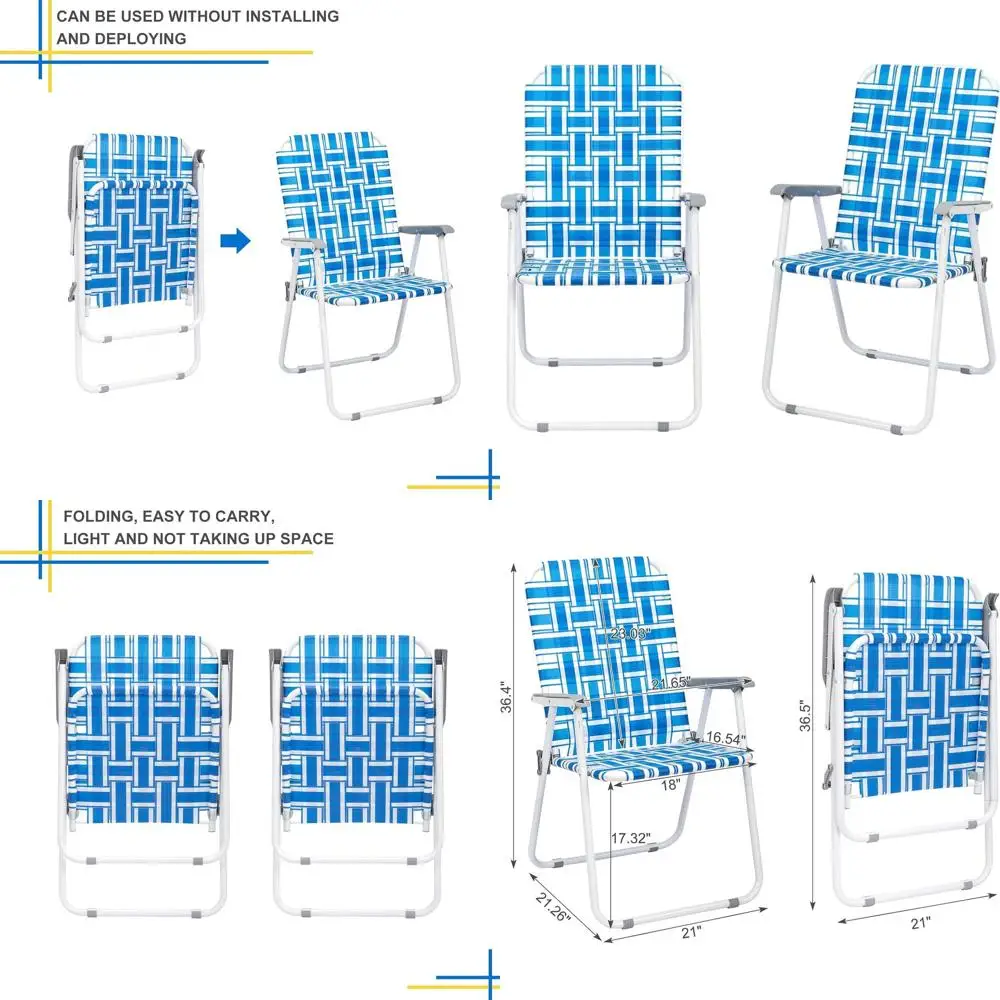 

Набор из 2 складных стальных стульев для газона, устойчивая уличная мебель для кемпинга, рыбалки, пляжа и барбекю на заднем дворе