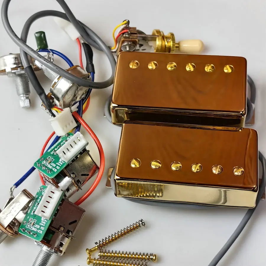 Guitar Pickup Alnico V Humbucker Pickups 498R 498T Series Set Golden Cover with Pro Wiring Harness Quick Connectors