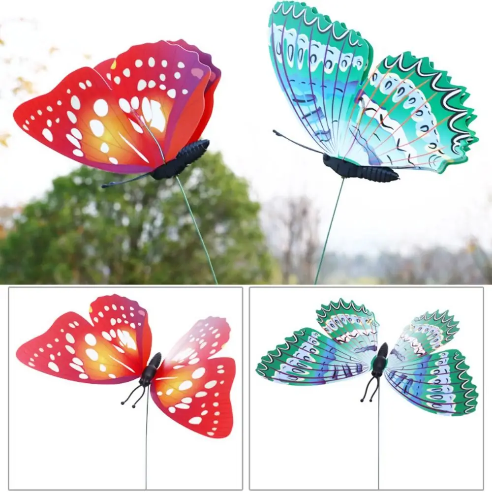 Random Color Simulation Butterfly Stake PVC 30/40/50cm Vivid Butterflies with Rod Yard Garden Decoration