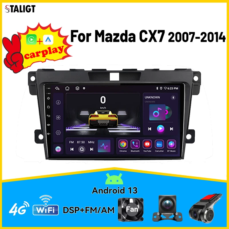 

2 Din Radio Multimedia Player Carplay Android Auto Wireless For Mazda Cx-7 cx7 2008-2015 Autoradio Car Video 8Core Radio Vidoe